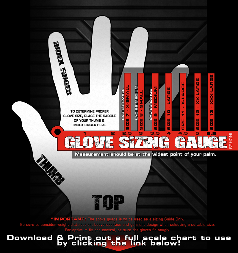 Cortech Gloves Size Chart