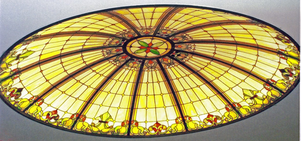 9' DIAMETER LEADED GLASS DOME IN OFFICE