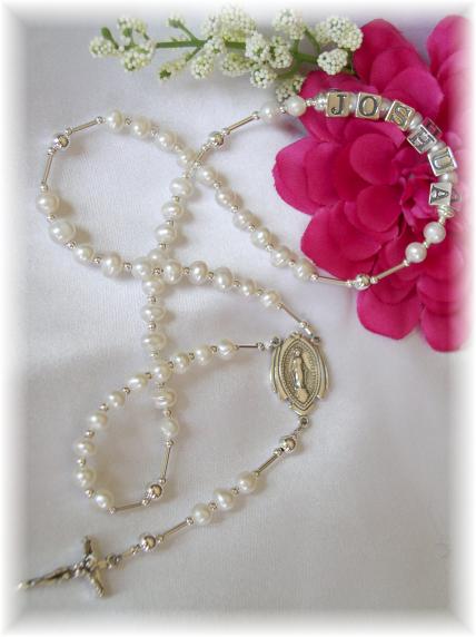 Freshwater Pearl Personalized Baby Rosary