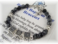 Personalized baby boy baptism bracelet baby name bracelet