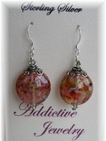 Lampwork earrings with Bali sterling silver and Swarovski Crystal
