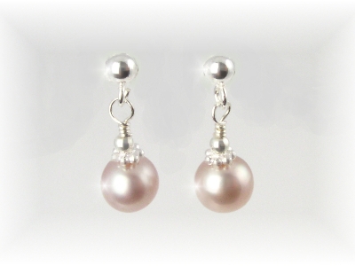 Pink Freshwater Pearl Earrings on sterling silver post
