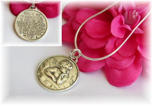 Guardian Angel Prayer Medallion Necklace