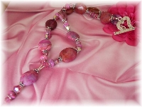 Pink crazy lace agate necklace
