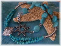 Turquoise and Bali sterling silver necklace