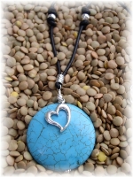 Leather, turquoise and sterling silver necklace