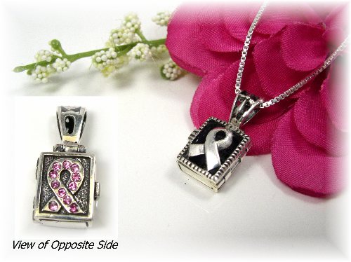 Sterling Silver Awareness Prayer Box Necklace 