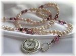Freshwater Pearl and Swarovski Crystal Watch Necklace