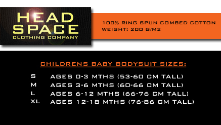 Head Space Baby Bodysuit Sizes - Head Space Babygrow Sizes