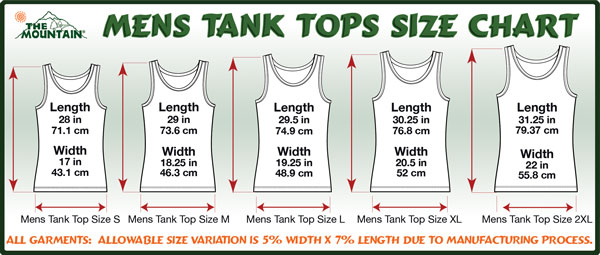 Mens Tank Top Size Chart