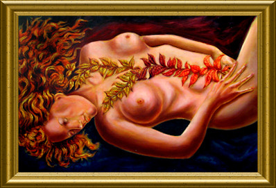 Danae, Nude Oil on canvas by John Entrekin