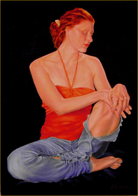 Dulcinea in Jeans, Oil painting by John Entrekin