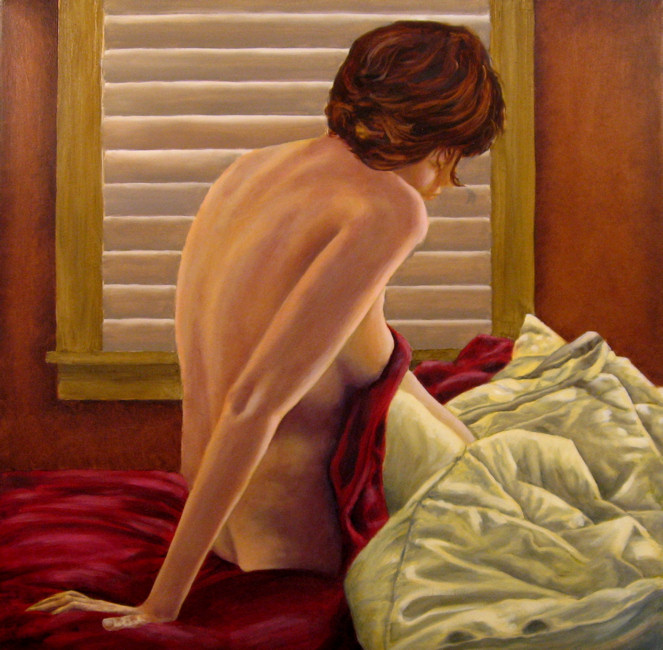 Natasha Waking, oil painting by John Entrekin