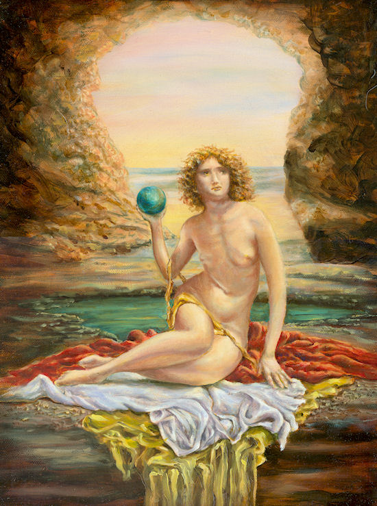 "Nude on Beach" oil painting by John Entrekin
