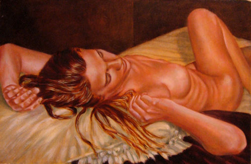 Nude on Pillow, Oil on canvas