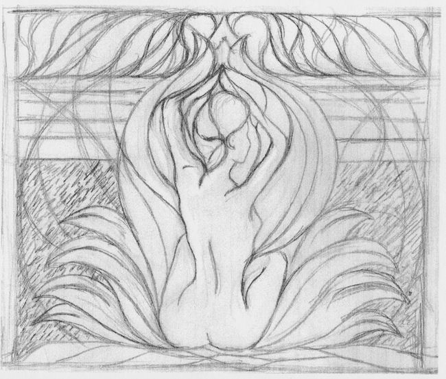 Sketch of woman as flower by John Entrekin