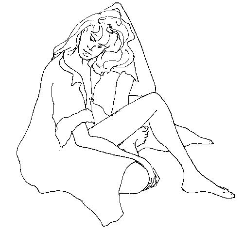 Sketch of woman sitting on floor by John Entrekin
