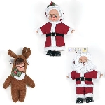 Santa, Mrs. Santa and Rudolph Doll Ornaments