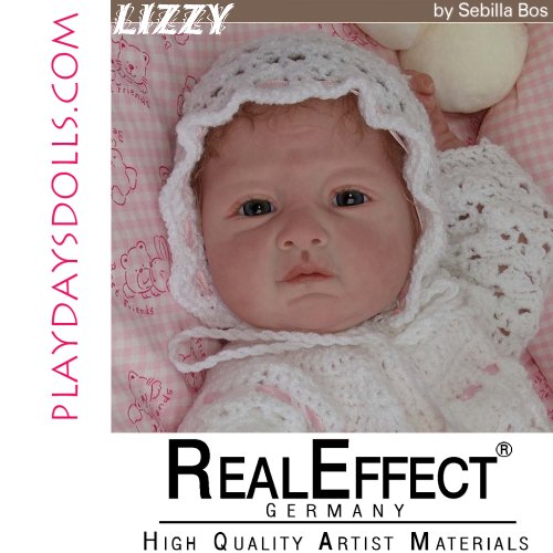Lizzy Doll Kit comes unpainted, but this is an examples of how doll could look after reborning.