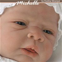 Michelle Doll Kit comes unpainted, but this is an examples of how doll could look after reborning.