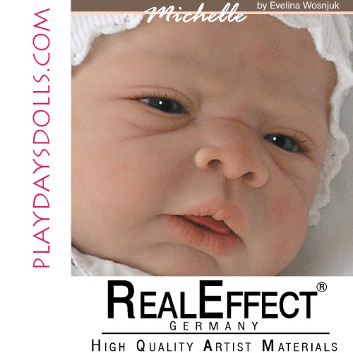 Michelle Doll Kit comes unpainted, but this is an examples of how doll could look after reborning.