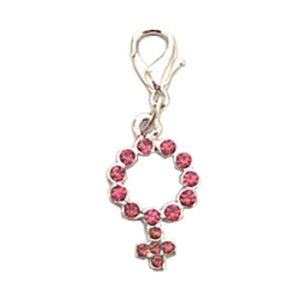 Pink GIRL SYMBOL dog collar CHARM with crystals