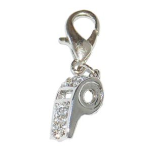 clear rhinestone whistle charm for dog collars