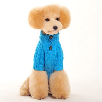 Blue Classic Cable Knit Dog Sweater