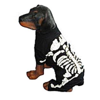 black and white dog skeleton halloween costume