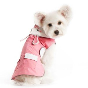 pink dog raincoat with platful bunny ears