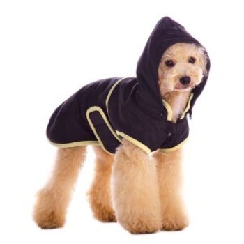 dog classic black trench coat with hood