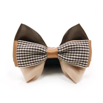 brown and beige easybow collar dog bowtie