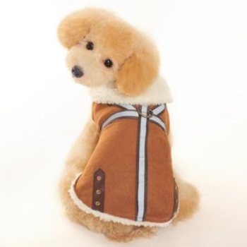 brown military  shearling dog coat
