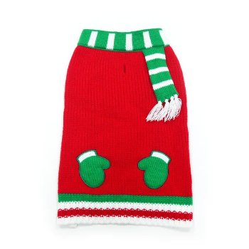  holiday Dog Sweater with Festive Mitten decal
