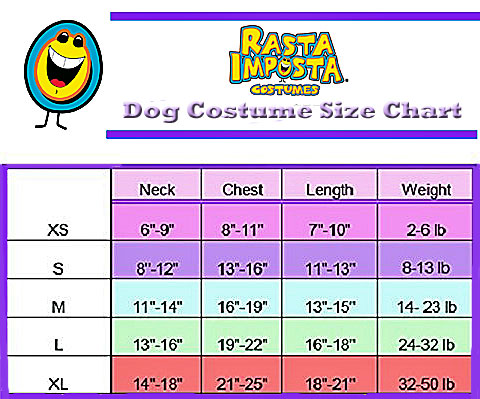 rASTA-IMPOSTA-DOG-COSTUME-SIZE CHART