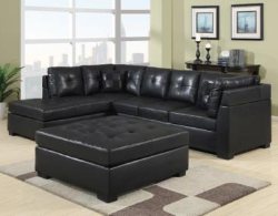 Black Leather Sectional Sofa with Chaise - Discount Online Furniture