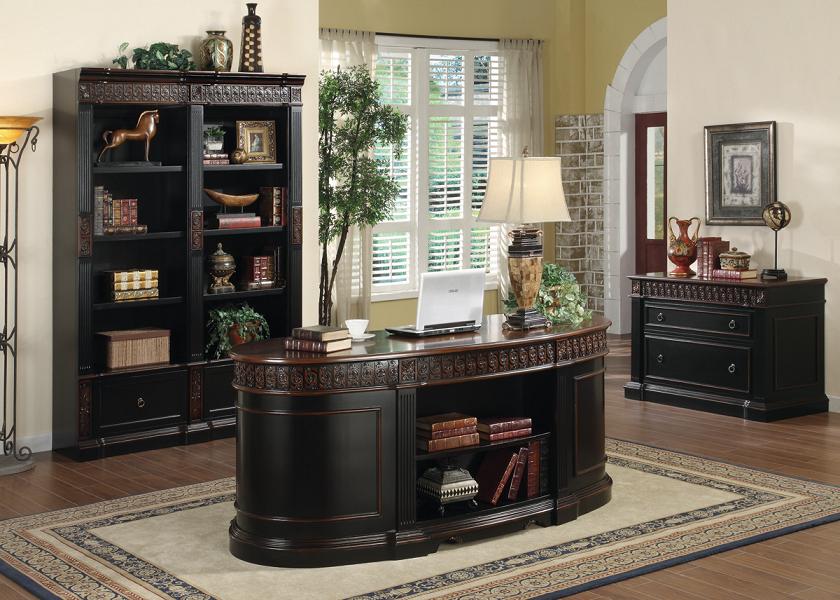 Niconi Executive Office Desk With Built In Bookshelves