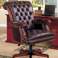 Traditional Leather Office Chair - Executive Leather Office Chair - Discount Leather Office Chair - Burgandy Leather Chair - LaPorta Furniture - Online Discount Furniture