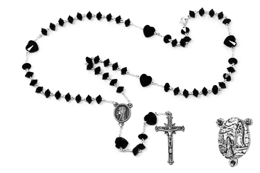 Lourdes Black Crystal Swarovski Rosary.