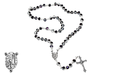 Gray Crystal Rosary Necklace.