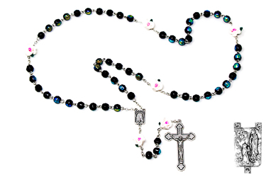 Virgin Mary Black Rose Rosary Beads.