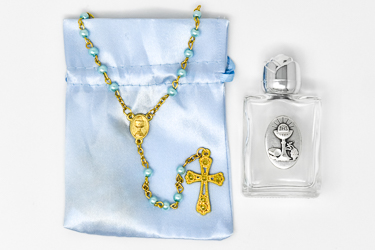 Blue Communion Rosary Gift Set.