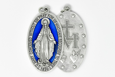 Blue English Miraculous Medal.