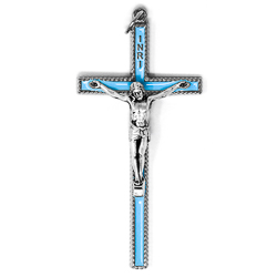 Enamel Blue Metal Crucifix.