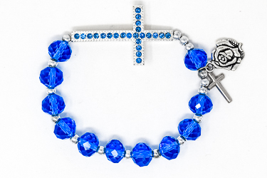 Blue Cross Rosary Bracelet.
