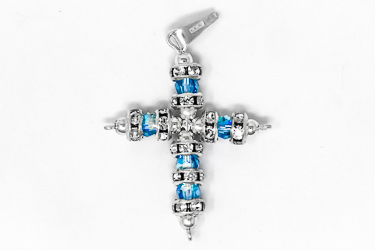 Blue Swarovski Cross Pendant.
