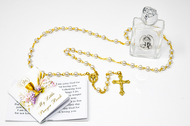 Communion Rosary Gift Set with Lourdes Water.