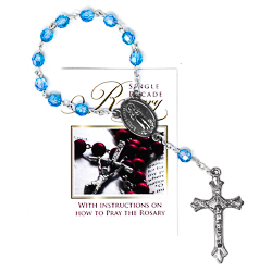 Single Decade Glass Rosary Blue.