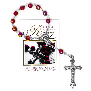 Single Decade Glass Ruby Rosary.
