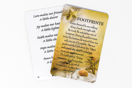 Footprints in the Sand Prayer Card